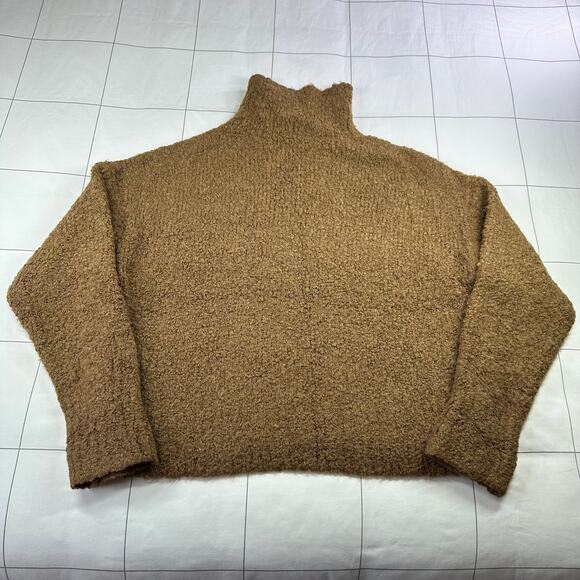 J.Crew Sweater Womens Medium Brown Tan Boucle Yarn Textured Relaxed Alpaca Wool - Picture 3 of 8